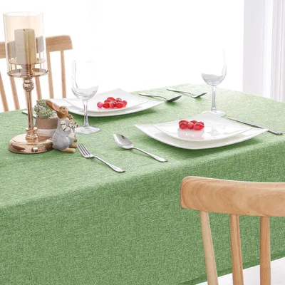 Produktbild von Tischdecke Outdoor Wetterfest Leinenoptik Abwaschbar Grün 135x160 cm