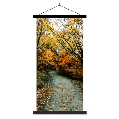 Produktbild von MuchoWow® Textilposter Blätter - Herbst - Wald 40x80 cm mit schwarzem Rahmen - Wandemalerei