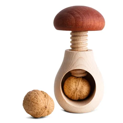 Produktbild von Creative Home Holz-Nussknacker | Pilzförmig | 10 x 6 cm | mit Schraubmechanismus
