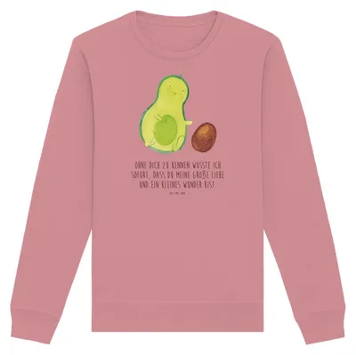 Produktbild von Mr. & Mrs. Panda Baumwoll Pullover Avocado Kern rollt Größe XXL - Canyon Pink - Geschenk, Sweatshirt, Pulli, Baby, Babyparty, Liebe, Sweater, Bio-Pullover