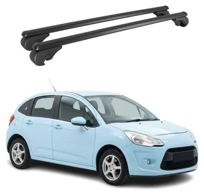 Image de Barres de toit Transversales pour Citroen C3 II 2009-2016 Aluminium Noir 2x, Image générée par une IA