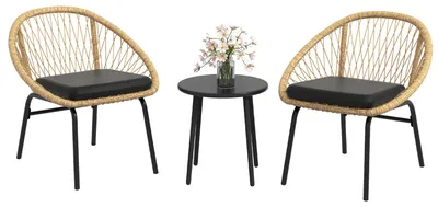 Immagine prodotto di Set da giardino in rattan Outsunny da 3 pezzi: set da balcone con tavolino e 2 sedie