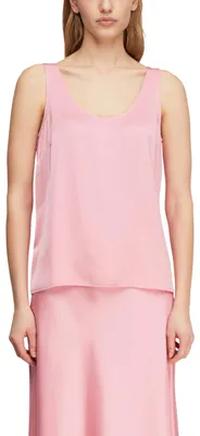 Produktbild von COMMA Damen Satin-Top – Rundhalsausschnitt, ärmellos, schwere Qualität – Für Fes