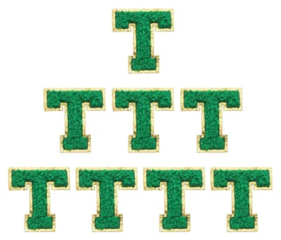 Buchstaben-Patches, 8 Stück, selbstklebend, dunkelgrün, 5,5 x 5 cm