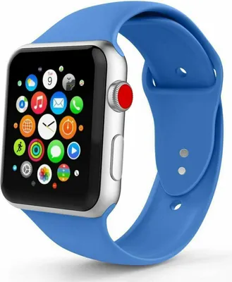 Produktbild von Apple Watch Silikon Sport Ersatz Armband - Blau, 42/44/45mm M/L