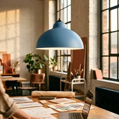 Produktbild von Opviq, Hochwertiger Kronleuchter, Blau, Ø35 h:20 cm | Kunststoffkörper, Metallkappe, Höhe: 100 cm, E27 Fassung, Max 40 W, IP20 | Moderner, industrieller Stil für Ihr Zuhause.