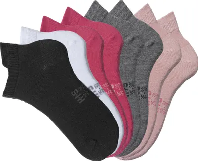 Produktbild von H.I.S. Sneakersocken Damen Herren kurze Sportsocken Laufsocken Atmungsaktive Baumwolle 8 -teilig 1x schwarz, 1x weiß, 2x pink, 2x hell grau meliert, 2x rosa Größe 39/42