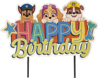Produktbild von Cake Topper Happy Birthday Paw Patrol 17,5 cm -