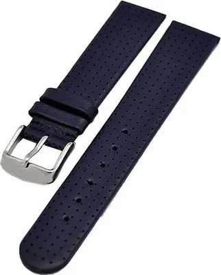 Produktbild von Uhrenarmband mit Lochprägung Golfer-Design 20mm blau Kalbleder