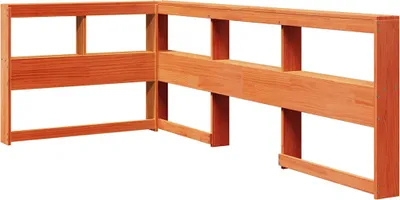 Image de Tête de lit de bibliothèque en forme de L bois massif de pin