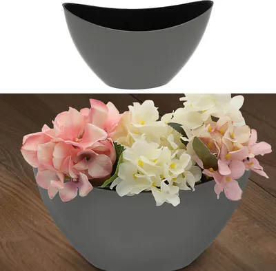 Produktbild von Deko Schale oval grau/schwarz 24x14x10cm Kunststoff Pflanzschale Snackschale Obstschale