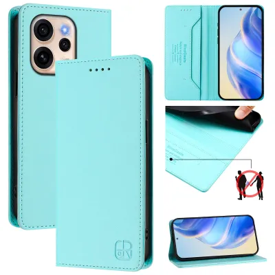 Produktbild von Lederhülle für Oppo Reno15 Pro Hülle Flip Brieftasche Kartenfächern Ständer Schutzhülle Türkis