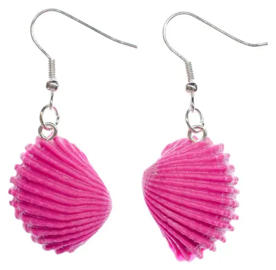 Produktbild von Muschel 2 Ohrringe Miniblings Hänger Dangle rosa pink Handarbeit Weichtiere Meer