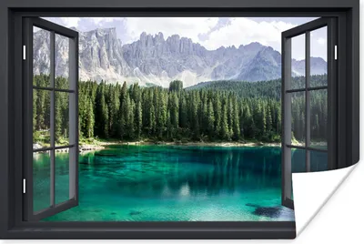 Produktbild von MuchoWow® Poster Aussicht - Baum - Berge 90x60 cm - Schlafzimmer