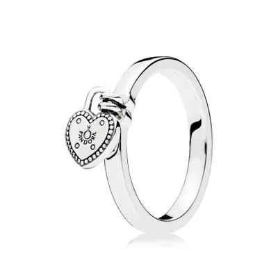 Image de Bague Pandora 196571, modèle "Liebesschloss", en argent, taille 56