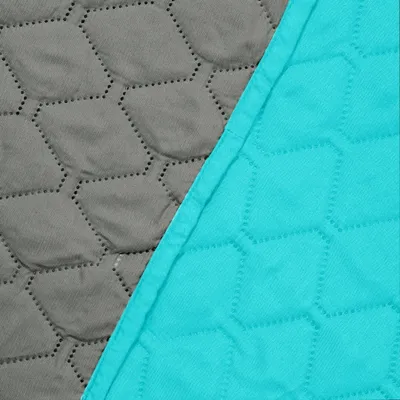 Produktbild von Tagesdecke Bettüberwurf Steppung pflegeleicht 200 x 220 cm - Türkis-Silber