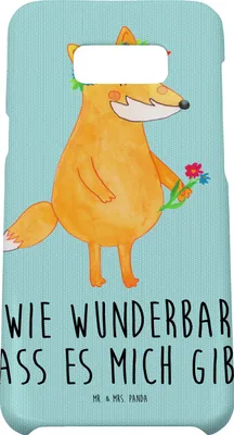Produktbild von Mr. & Mrs. Panda Samsung Galaxy S8 plus Handyhülle  Fuchs Blumen - Türkis Pastell - Geschenk, Fox, Blume, Cover, Hülle, Blumenmädchen, Boho, Handy, Selbstbewusst