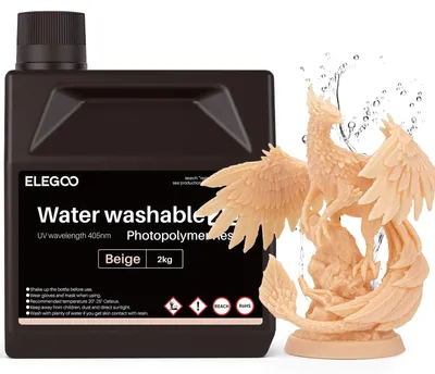 Produktbild von ELEGOO Upgraded 405nm Wasser Waschbares Resin 2.0, Beige 2000g – Beige 2.0