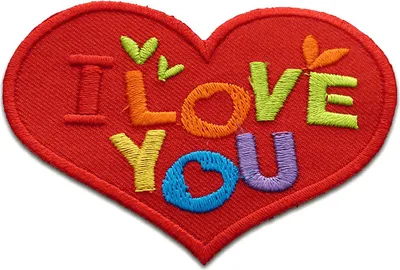 Produktbild von Herz I Love You Liebe - Aufnäher, Bügelbild, Aufbügler, Applikationen, Patches, Flicken, Zum Aufbügeln, Größe: 5,1 x 7,1 cm