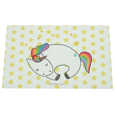 Produktbild von Mr. & Mrs. Panda Glas Schneideplatte Einhorn Nacht - Weiß - Geschenk, schneidbrett, Ruhe, Schneidebrett Aus, Schneidplatte, Einhörner, Freundin, Traum, Unicorn, Hackbrett