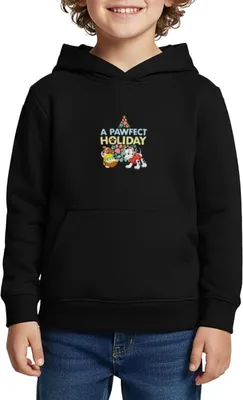 Produktbild von Spreadshirt Paw Patrol Rubble & Marshall Weihnachts-Design Kinder Premium Hoodie, 110/116 (4 Jahre), Schwarz