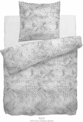 Produktbild von Heckett & Lane Satin Bettwäsche Kent HnL Reptilhaut-Optik Grau 100% Baumwolle Reißverschluss Bettbezug Kissenbezug Bettgarnitur 155x220 cm
