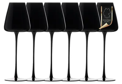 Image de Intirilife 6x verre à vin au design moderne en noir - capacité 500 ml - vin blanc verre à vin rouge calice résistant au lave-vaisselle verre cristal résistant aux chocs