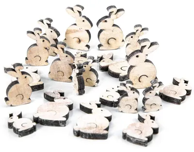 Produktbild von 21 Mini Osterhasen Streuteile 3-5 cm braun Natur - Tischdeko Ostern