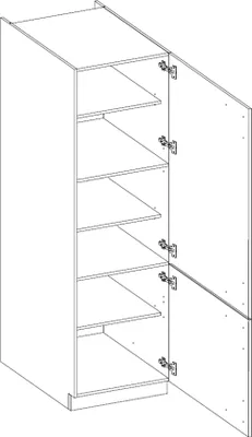 Produktbild von Küchen Hochschrank 60 cm Eiche Artisan + Grau Hochglanz Küchenzeile Küchenblock