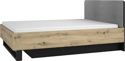 Produktbild von Bett 160x200 mit aufklappbarem Lattenrost, graphit mit Eiche, UTRECHT-166