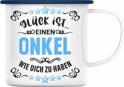 Produktbild von Trendation - Bester Onkel Geschenk von Nichte Neffe Lustige Emaille Tasse Spruch Geschenke für Onkel Nichten Geschenkidee (Blau)
