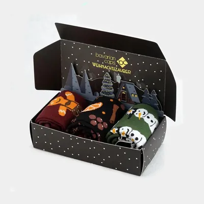 Produktbild von Bavarian Caps 3er Sockenbox Weihnachtszauber bunt 36-40