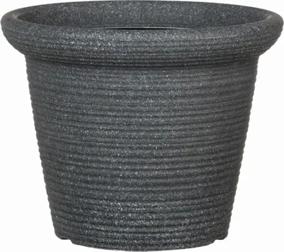 Produktbild von Pflanzkübel outdoor frostfest Granit Optik Polyethylen schwarz 38 oder 47 cn , Toulouse Kübel Maße:38 cm Durchmesser. 30 cm hoch