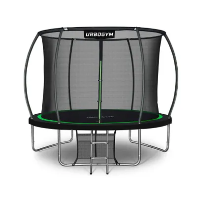 Produktbild von URBOGYM Trampolin INFINITY 10FT Gartentrampolin für Kinder Komplett-Set mit Sicherheitsnetz, Leiter, Randabdeckung, Outdoor, Grün, robust, Ø 312 cm