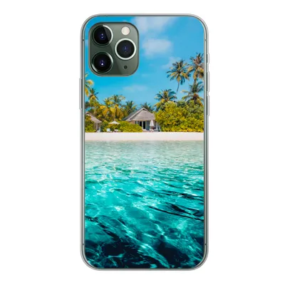 Produktbild von MuchoWow® Handyhülle Schutzhülle Hülle für iPhone 11 Pro Strand - Palmen - Meer Silikon Softcase Handy Hülle - Handy