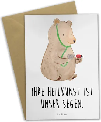 Produktbild von Mr. & Mrs. Panda Glückwunschkarte Arzt Segen - Weiß - Geschenk, dankeskarten, einladungskarten, Anerkennung, Aufmerksamkeit, handgefertigt, Danke, hochzeitskarten, sagen