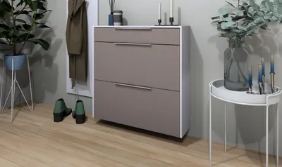 Produktbild von Schuhschrank Oliva 2 hängend Basic weiß cappuccino