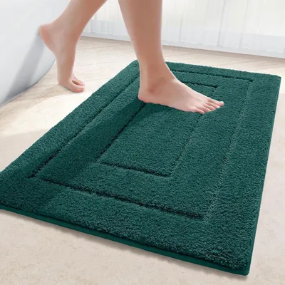 Productafbeelding van Badmat van microvezel, 60x90 cm, donkergroen, zacht, antislip, waterabsorberend, machinewasbaar