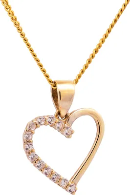 Produktbild von Gold Anhänger Herz Zirkonia mit Goldkette  333-8 Karat Gold 50 cm