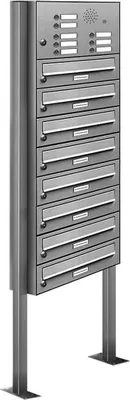 Produktbild von 8er V2A Edelstahl Briefkasten Standanlage Freistehend mit Klingel