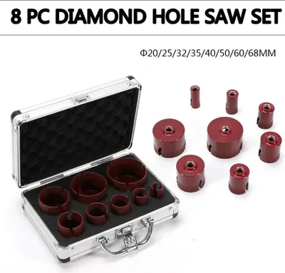 Produktbild von 8 teiliger Diamant Bohrkronen Set Diamantbohrer Fliesenbohrer Glasbohrer für Granit Feinsteinzeug Keramik Fliesen M14
