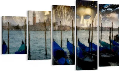 Produktbild von Bild auf Leinwand - Leinwandbild - Gondel Wasser Kanal - 100x60cm - Wand Bild - Wanddeko - Leinwanddruck - Bilder - Kunstdruck - Wanddekoration - Leinwand bilder - Wandkunst - EG100x60-0250