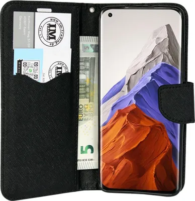 Produktbild von cofi1453® Buch Tasche "Fancy" kompatibel mit XIAOMI MI 11 PRO Handy Hülle Etui Brieftasche Schutzhülle mit Standfunktion, Kartenfach Schwarz