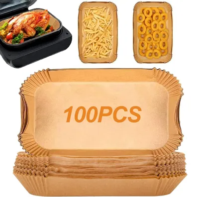 Produktbild von 100 Blatt Backpapier für den Ninja Foodi MAX Grill & Air Fryer AG551EU AG551EUCP, rechteckiges Backpapier für die Heißluftfritteuse, Zubehör für Ninja-Heißluftfritteusen