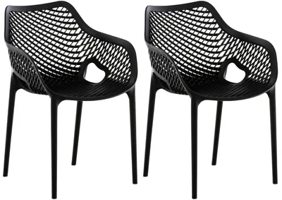 Produktbild von CLP Gartenstuhl Air XL 2er Set - Modernes Design, Kunststoff, Wetterfest, Stapelbar schwarz