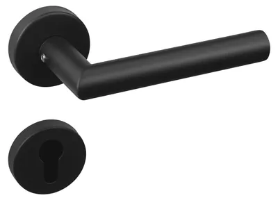 Produktbild von SOTECH Türdrücker WILMA schwarz – Rosettengarnitur Profilzylinder (PZ)