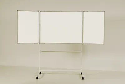 Produktbild von Fahrbare Klapptafel Stahlemaille, weiß glänzend 150 x 120 cm