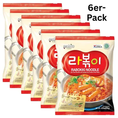 Produktbild von 6er-Pack Paldo Instantnudeln Rabokki Hot & Spicy 135g