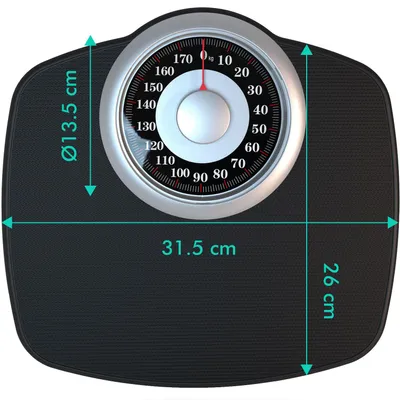 Produktbild von Adamson A25 Analoge Personenwaage – bis zu 180 kg – 5,3 Zoll Zifferblatt auf 31 x 30 cm großer Plattform – Rutschfeste Gummioberfläche