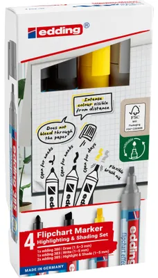 Produktbild von EDDING 385/380/383 Flipchart-Marker farbsortiert 1.0 - 5.0 mm 4 St.